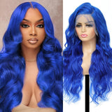 Shciyair 24 Inch Blue Wig Human Hair 200 Density Body Wave 13x4 HD Lace Front Wigs Human Hair Pre Plucked With Baby Hair Blue Co