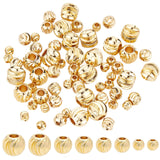 BENECREAT 80pcs 4 Sizes 18K Gold Plated Spacer Beads Round Metal Beads for Necklaces, Bracelets and DIY Jewelry Making