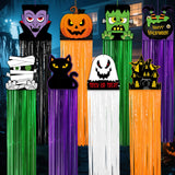 Tenceur 8 Pcs Halloween Ghost Hanging Decorations with Tassel 41 Inch Witch Pumpkin Party Ceiling Streamers Decoration for Outdo