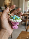 GT Gala Time Handmade Crochet Flower Keychain for Bags Keys Purse Backpack Pink Blue Cute Yarn Keyring Bag Charm Handmade Soft T