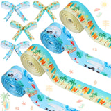 Cheerupp 4 Rolls Surfing Theme Ribbons, 20 Yards Craft Ribbons for Wreath Hair Bow Wrapping Gifts Packing, Summer Beach Grosgrai