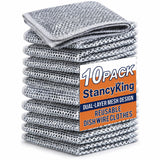 StancyKing Premium Stainless Steel Wire Dish Cloth (10 Pack) | NonScratch Reusable Metal Cleaning Cloth for Kitchen Utensils, C