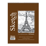 BAZIC Products Spiral Sketch Pad 9 x 12 30 Sheets Count