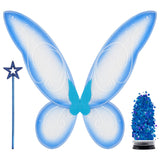 Funcredible Blue Fairy Wings, Fairy Wand and Glitter - Fairy Costume Accessories - Fairy Costume for Women and Girls - Fairy Acc