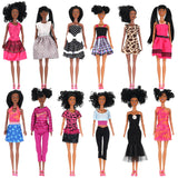 12 Piece African American Black Toy Doll Playset, 11.8 Premium Fashion Diversity Dolls, Variety Pack for Kids, Girls' Party Favo