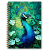 Foritho Blue Floral Peacock Notebook Gifts for Women, Botanical Bird Nature Journal, Vibrant Elegant Teal Green Floral Peacocks