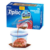 Ziploc Quart Food Storage Freezer Bags, Stay Open Design with StandUp Bottom, Easy to Fill, 75 Count