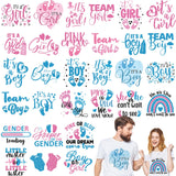 Fuutreo 30 Sheets Gender Reveal Heat Transfer Stickers Gender Themed Iron on Transfers Designs Decals Boy or Girl Vinyl Iron on