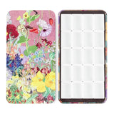 Watercolor Tin Palette Paint Case with 20Pcs Full Pans, Magnetic Stripe, Metal Art Paint Mixing Tray, Portable Empty Paint Box f