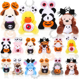 Civaner 24 Pcs Mini Halloween Stuffed Animals Bulk Tiny Soft Halloween Plush Animal Toy Small Pumpkin Bear Puppy Keychain Doll f