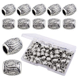 Hmjpng 100pcs Antique Silver Oval Spacer Beads Alloy European Large Hole Loose Beads with A Plastic Box for DIY Bracelet Jewelry
