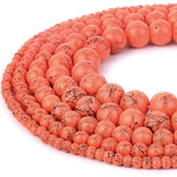 RUBYCA 300pcs Mixed Sizes Loose Glass Beads for Jewelry Making, Opaque Orange, Black Paint Splatter