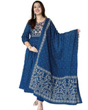 Anni Designer Women'S Rayon Viscose Embroidered Anarkali Kurta With Pant & Dupatta (Kanota Kerosin-Vks05_Xxl_Dark Blue_Xx-Large),Dark Blue,2XL