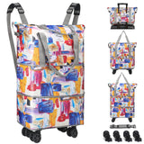 VOOWO Duffel Bag with Wheels - Rolling Foldable Expandable Duffle Bag with Wheels for Travel, Rolling Luggage Carry On Bag with