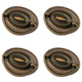 Quluxe 4 Pcs Furniture Dresser Pull Antique Brass Bail Drawer Pull Oval Drop Swing Handles Cabinet Knob Hardware 2.32 Hole Dista