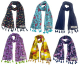 Fusfus WomenS Printed Chiffon Scarves And Stoles, Free Size(Multicolour, Fs1339) Pack Of 6 (Multicolor1)