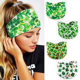 4 Pcs St. Patrick's Day Headbands for Women, Green White Wide Turban Dress Up Costume Breathable Stretchy Non Slip Head Wrap, Cl