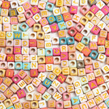 Luyoaozy 900pcs Square Colorful and Gold Letter Beads Acrylic 6x6mm Cube Beads for Bracelets Necklaces and Jewelry Making Alphab