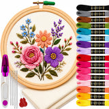 Beadsz Embroidery Punch Needle Kit For Beginners, 8 Inch Wooden Hoop, 12 Color Embroidery Threads, 4 Big Eye Needles, 2 Threader