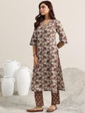 Libas Women'S Cotton Floral Kurta Set (400351 Brown