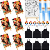 Motipuns 6 Set Pre Drawn Canvas for Painting for Adults Sip and Paint Kit with Easels 8 x 10 Inches Paint Party Kit with Printed