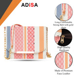 Adisa Women Girls Stripes Cross Body Sling Bag (Sl5100-Pin_Pink),Pink,,B0BD5ZGM7N