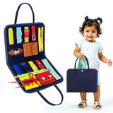 Kidology Montessori Busy Board Toy to Develop Basic Skills, Educational Sensory Board Travel Toys for Plane Car Aged 3+ Kids, Ac