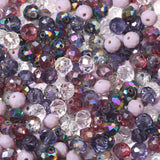 Songxi 200pcs 8mm Purple Glass Beads for Jewelry Making, 5 Style 3 Size Crystal Beads for Bracelets Jewelry Making, Spacer Beads