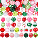 Sasylvia 100 Pcs 20 mm Strawberry Acrylic Bubblegum Beads for Jewelry Making DIY Set Including Iron Beads Alloy Clasp End Chains