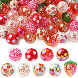 Ipotkitt 45pcs 9 Styles Red Plastic Round Bead Acrylic Strawberry Beads Bubblegum Beads Beading Supplies for Jewelry Bracelet Ne