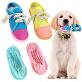 Zhanmai 4 Pieces Dog Shoe Chew Toys Puppy Chew Shoe Dog Sandal Durable Puppy Squeaky Mini Sneakers Decoy Sandal Squeaky Plush To