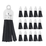 Mandala Crafts Faux Suede Tassel Making Supplies - Black Tassels for Crafts Jewelry Making Charms - 100 Small Leather Tassels fo
