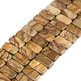 20mm Picture Jasper Fashion Flat Rectangle Loose Beads Double Holes DIY Jewelry Making Strand 8