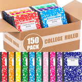 Fainne 150 Pack A5 Composition Notebooks Bulk Wide Ruled, 10 Color