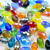 LIMAOLLY 70pcs 8x12mm Teardrop Crystal Glass Beads Vertical Hole Faceted Loose Spacer Beads for DIY Craft Jewelry Making Necklac