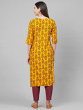Anni Designer Women'S Rayon Straight Printed Kurta (Aumz Yellow_L-Yellow_Large),Yellow,L,Rayon,Straight,kurta