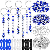 Landical 564 Pcs Evil Eye Keychain Making Kit DIY Bead Keychain Charm Blue Key Chain Craft Adjustable Letter Bead String Alphabe