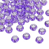 HARFINGTON 50Pcs 14mm Large Hole Acrylic Beads Light Purple European Loose Round Faceted Rhinestone Craft Bead for DIY Bracelet