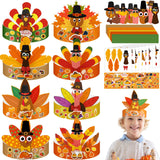 Shyyween 48 Sets Thanksgiving Turkey Craft Kits Fall Thanksgiving Headbands Ornaments Decorations Art Sets DIY Autumn Make a Tur