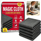 5Pcs Genie Cloth Magic Cloth, Microfiber Cleaning Cloths, Lint Free Reusable Cleaning Rags for Windows, Cars, Mirrors, Glass