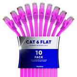 Cat6 Ethernet Cable 30ft, 10-Pack White - Flat High-Speed Network Cables for Gaming, Streaming, Router, Modem, PC, PS5, Xbox - D