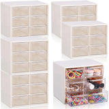 6 Pcs Small Desktop Organizer, Mini 6 Clear Drawers Plastic Desk Storage Box Organization and Storage for Office Supplies Cosmet