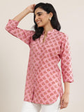 Libas Women'S Cotton Floral Printed Straight Kurti (29660_Peach_L)