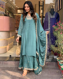 Wedani Silk Embroidered Kurta Set With Duptta For Women Green,GREEN,S,,,