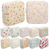 Paterr 10 Pcs Cotton Quilted Makeup Bag Bulk Floral Cosmetic Pouch Gingham Make up Bag Coquette Aesthetic Makeup Pouch with Zipp