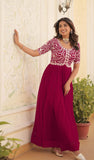 Wedani Georgette Embroidered Long Gown For Women Pink,PINK,L,Georgette,anarkali,