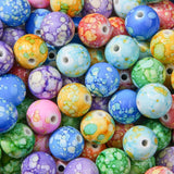 BERMRO 16mm Acrylic Beads 100pcs Chinese Ceramic Style Spacer Bead Loose Beads for DIY Crafting Necklace Bracelet Jewelry Making