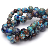 Chicager 8mm Natural Stone Beads for Jewelry Making,Blue Imperial Jasper Polished Smooth Round Gemstone Beads for Bracelet Neckl
