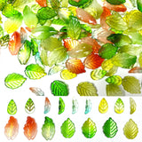 160 Pcs Leaf Beads for Jewelry Making, Assorted Bulk Transparent Glass Green Leaf Beads for Flower Caps Plants DIY Earring Penda