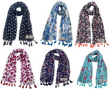 Fusfus WomenS Printed Chiffon Scarves And Stoles, Free Size(Multicolour, Fs1614) Pack Of 6 (Multicolor4)